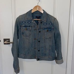Chaps Denim Jacket with embroidery. Perfect condition